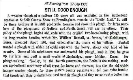Bentall Plough 1930s article2