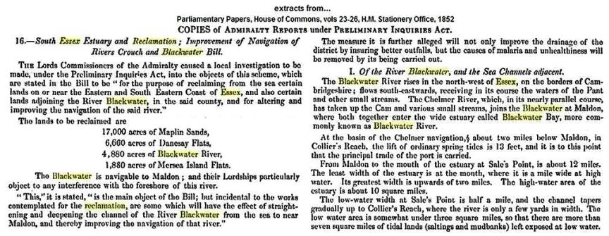 1852 - Reclamation Act of Parliament